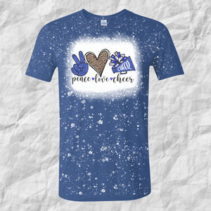 Peace Love Cheer Sublimated Royal Blue Tee Medium